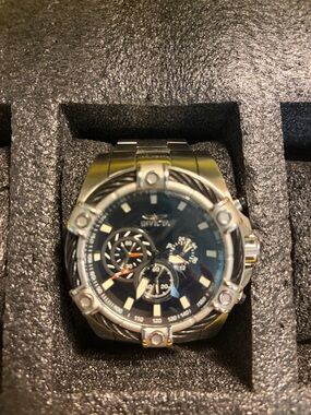 Invicta Silver-Tone Bolt Watch with Black Dial